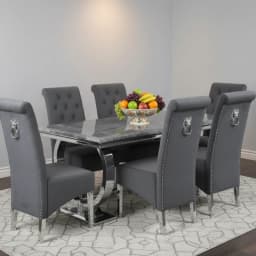 dining table with chair set around it