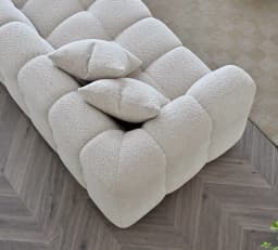 boucle sofa showing edge angle