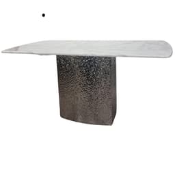 white marble dining table top in a white background