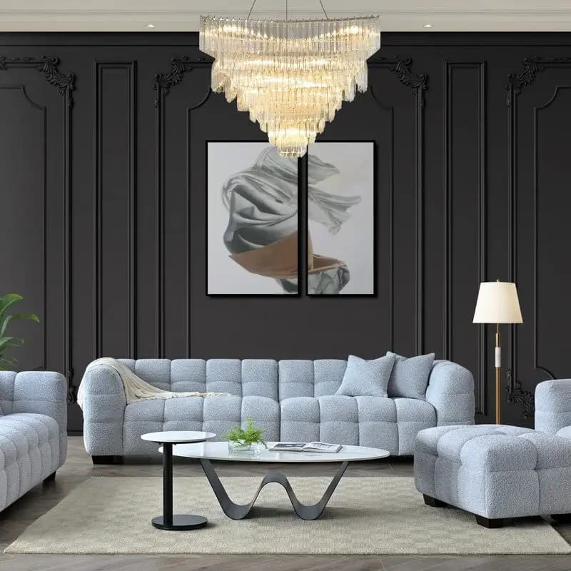 Sofa Set in Pearl Boucle Fabric