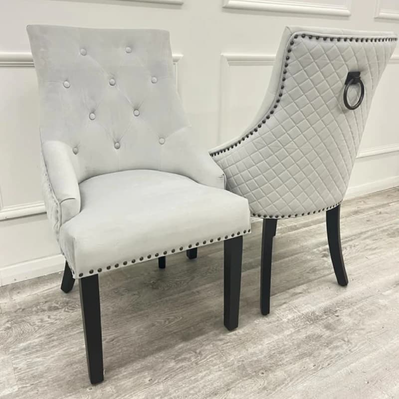 Light Grey Dining Chairs with Black Legs
