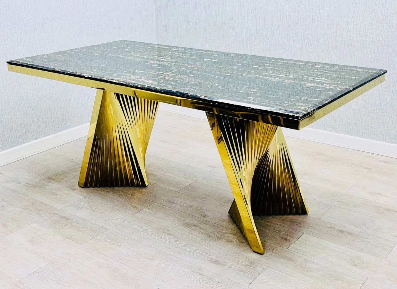 Marble Gold Dining Table - Black