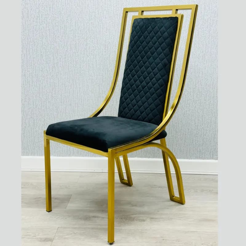 Modern Windsor Dining Chairs - Black & Gold