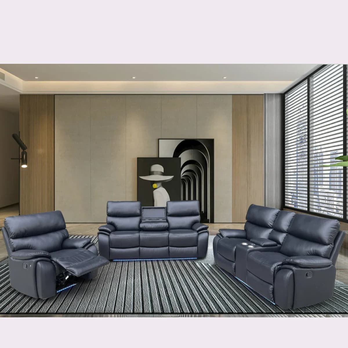 Power Recliner Sofa - Black