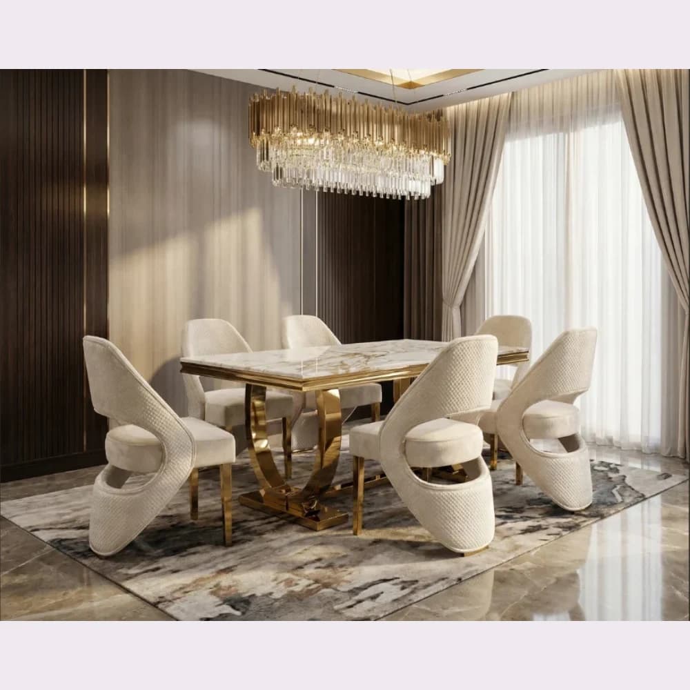 Gold Dining Table and Chairs