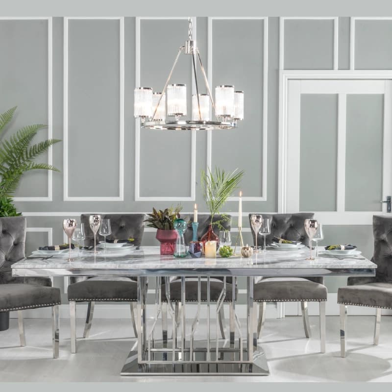 Marble and Chrome Dining Table